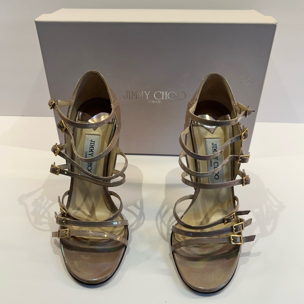 Jimmy Choo Metallic Strappy Heels